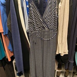 Blue and white striped dress